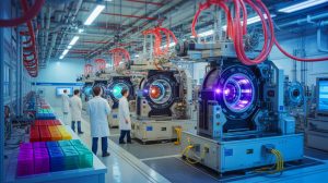 Illustration de l'innovation coréenne dans la fabrication d'aimants permanents sans terres rares lourdes. Image réalisée par IA.