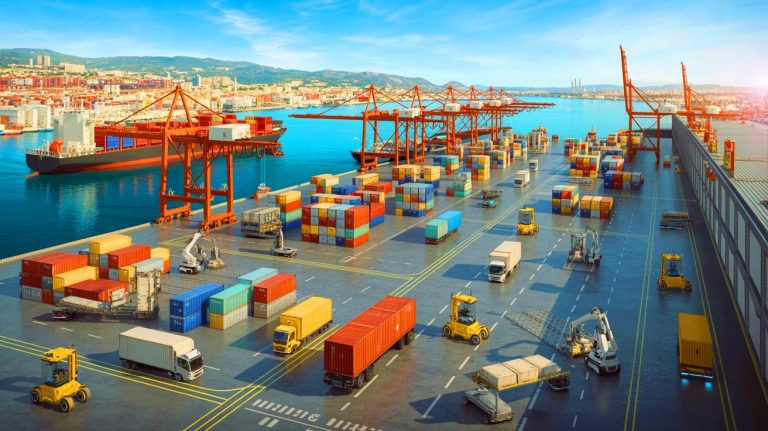 Illustration de Marseille en tant que capitale mondiale de la logistique lors du forum Logiconomi 2025. Image réalisée par IA.