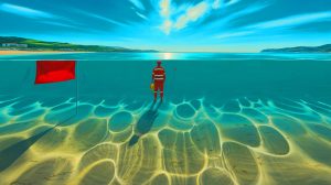 Illustration de la présence des physalies sur les plages basques, générée par intelligence artificielle.