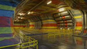 Illustration de l'enfouissement sécurisé des déchets nucléaires à l'aide du modèle CrunchODiTI, générée par intelligence artificielle.