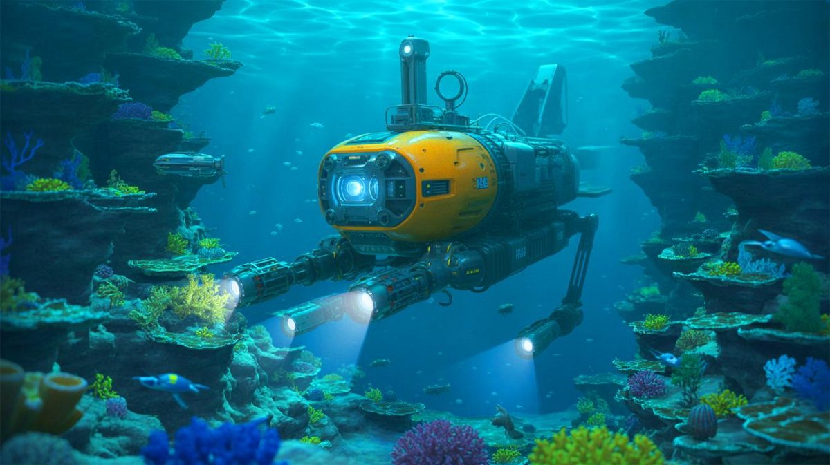 Illustration de l'exploration des abysses par le robot sous-marin chinois Haiqin.