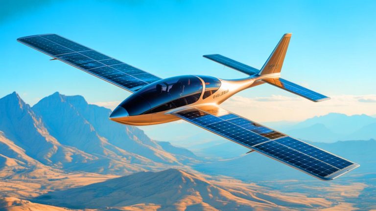 Illustration de l'exploit du SolarStratos atteignant 9 521 mètres d'altitude grâce à l'énergie solaire.