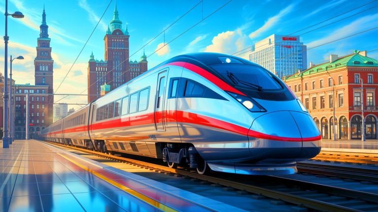 Illustration de trains Coradia Max d'Alstom en Pologne.