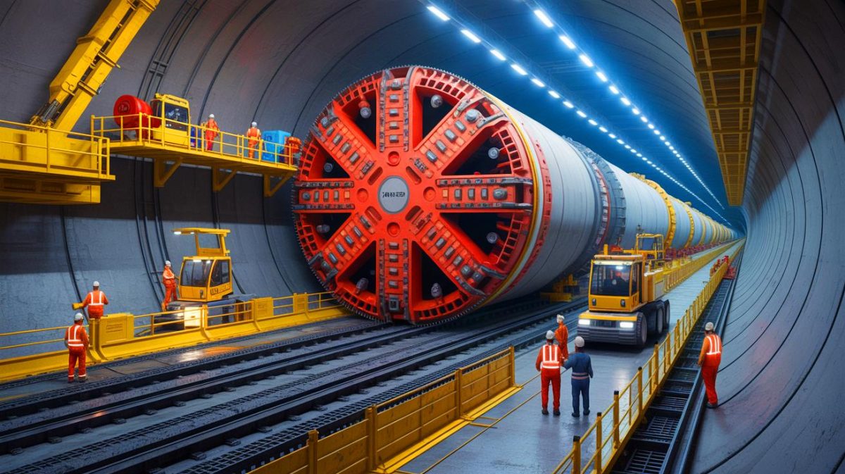 Illustration de la construction du tunnel sous le fleuve Fraser pour sécuriser l'approvisionnement en eau potable.