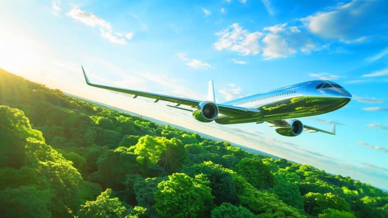 Illustration de la collaboration franco-américaine pour développer un carburant d'aviation à bilan carbone négatif.
