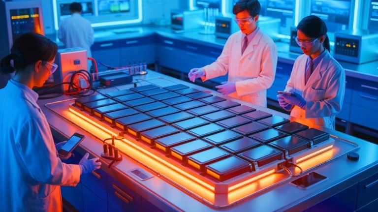 Illustration de la première batterie à ions hydrure développée en Chine, symbole d'une révolution dans le stockage d'énergie.