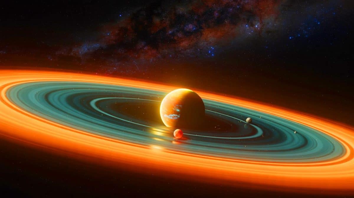 Une découverte inédite : des scientifiques capturent une « fabrique à lunes » située à 625 années-lumière Illustration de la formation de lunes autour de l'exoplanète CT Cha b dans la constellation du Caméléon.
