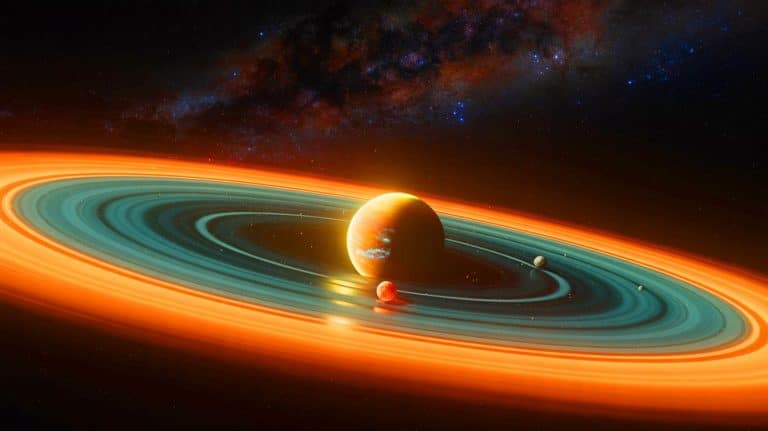 Illustration de la formation de lunes autour de l'exoplanète CT Cha b dans la constellation du Caméléon.