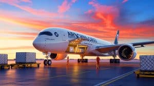 Illustration de l'Airbus A350F, le nouvel avion cargo commandé par Air China Cargo pour moderniser sa flotte.