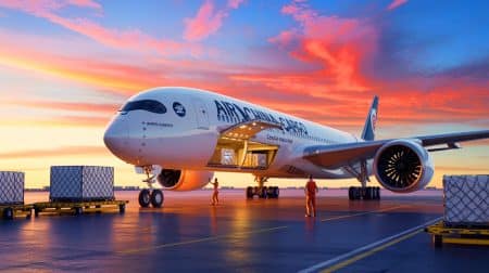 Illustration de l'Airbus A350F, le nouvel avion cargo commandé par Air China Cargo pour moderniser sa flotte.